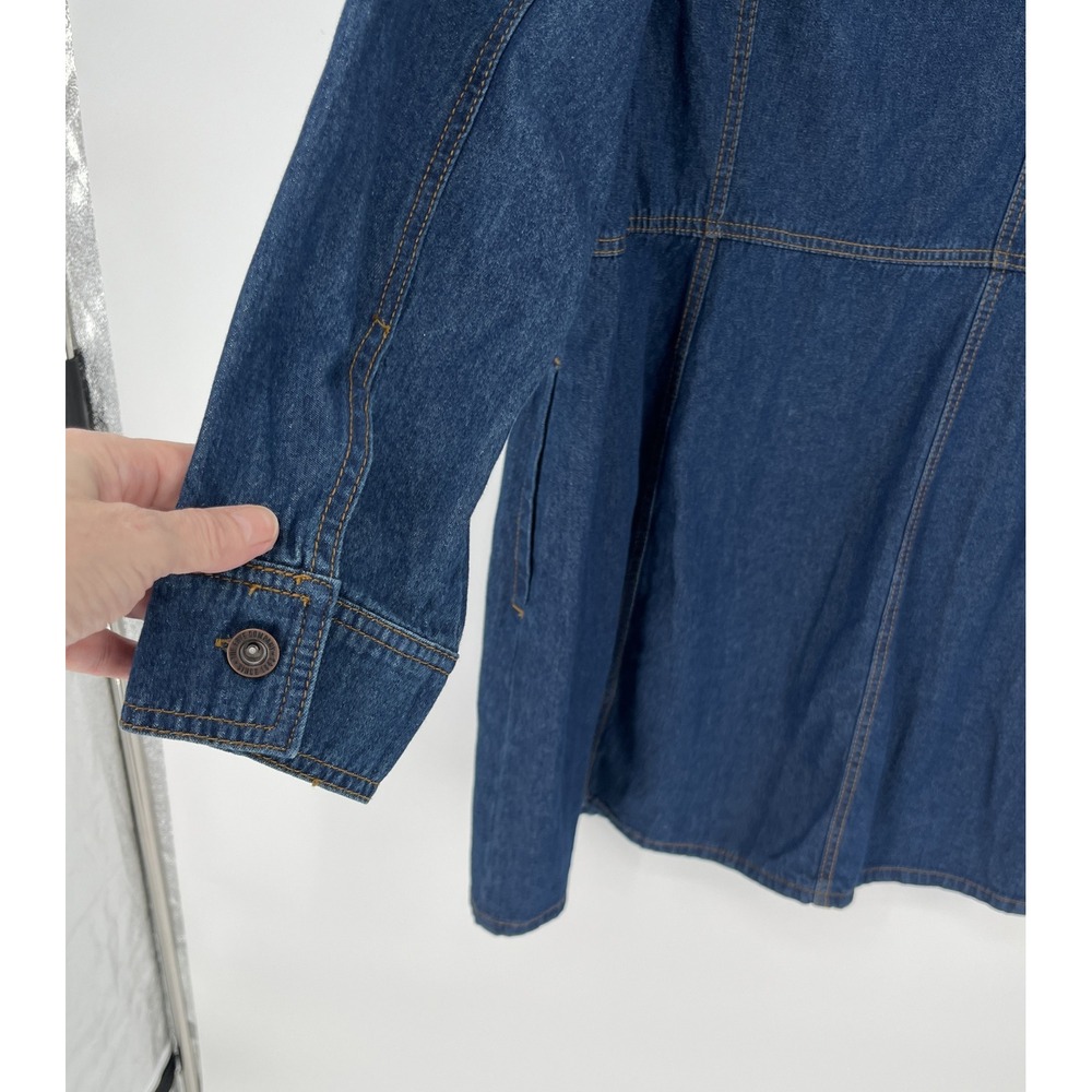 Frye Womens Denim Shirt Dress XL Blue Cotton Button Front Western Workwear - Picture 4 of 9